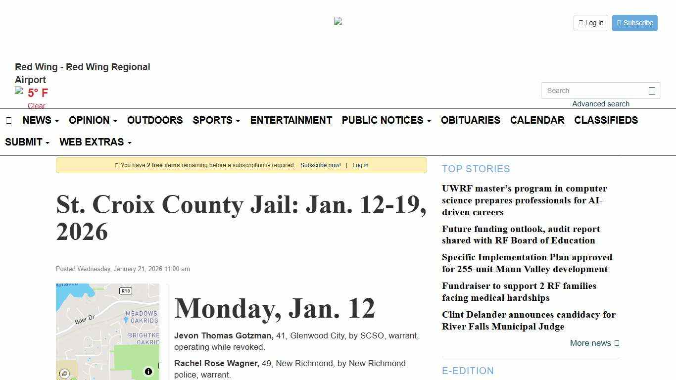 St. Croix County Jail: Jan. 12-19, 2026 - Pierce County Journal