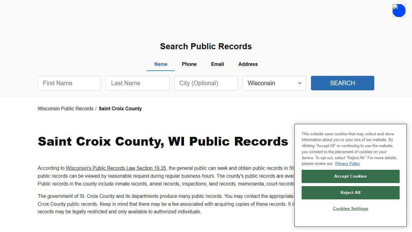 Saint Croix County, WI Public Court, Arrest and Inmate Records - ThePublicIndex