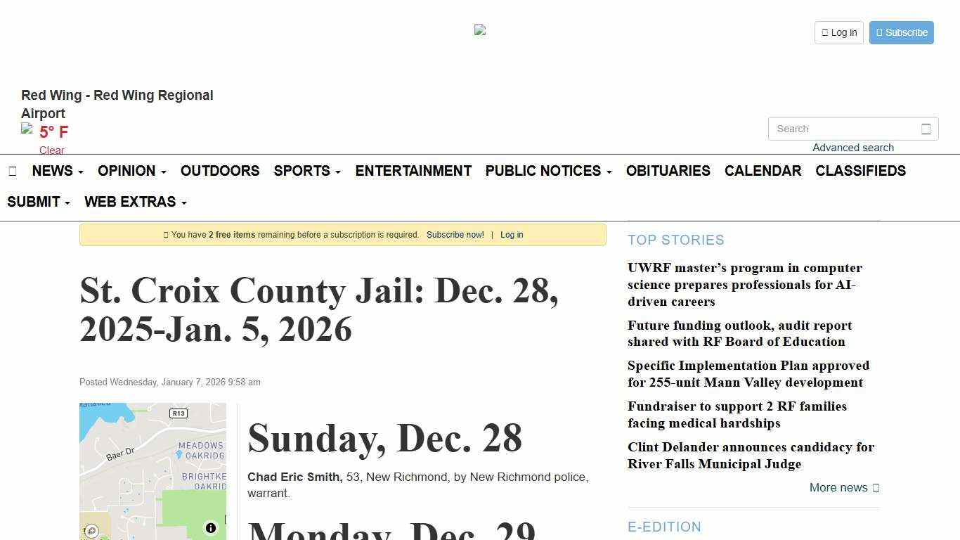 St. Croix County Jail: Dec. 28, 2025-Jan. 5, 2026 - Pierce County Journal